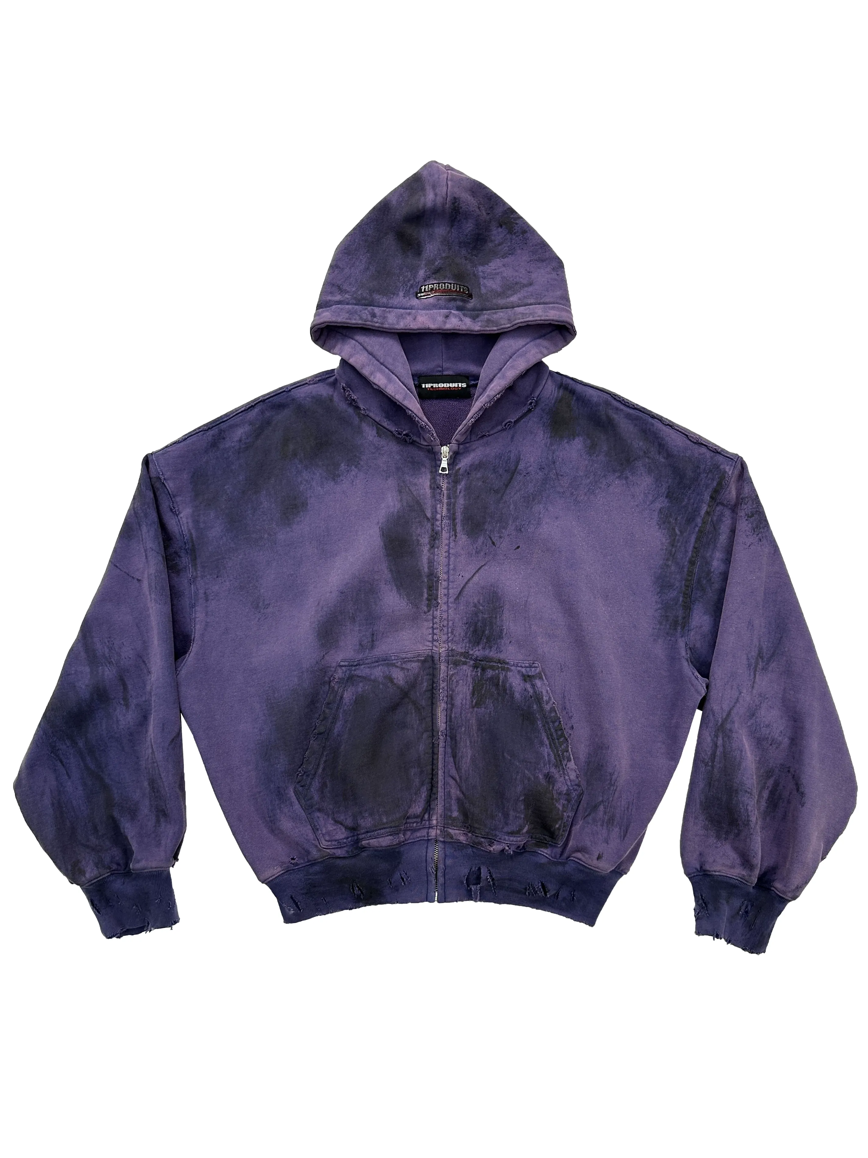 Mud-Dyed Embroidered Zip-Up Hoodie - Image 6