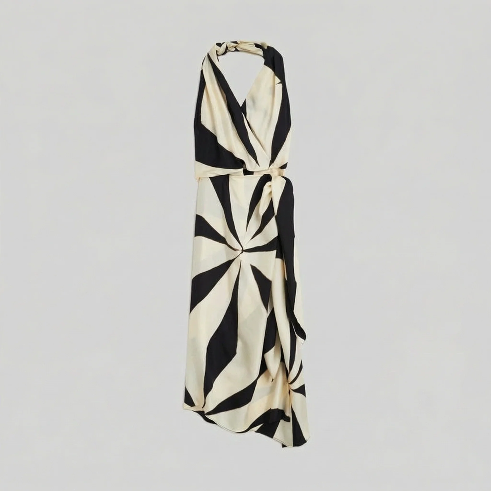 Mulberry Silk Abstract Halter Maxi Dress - Image 6