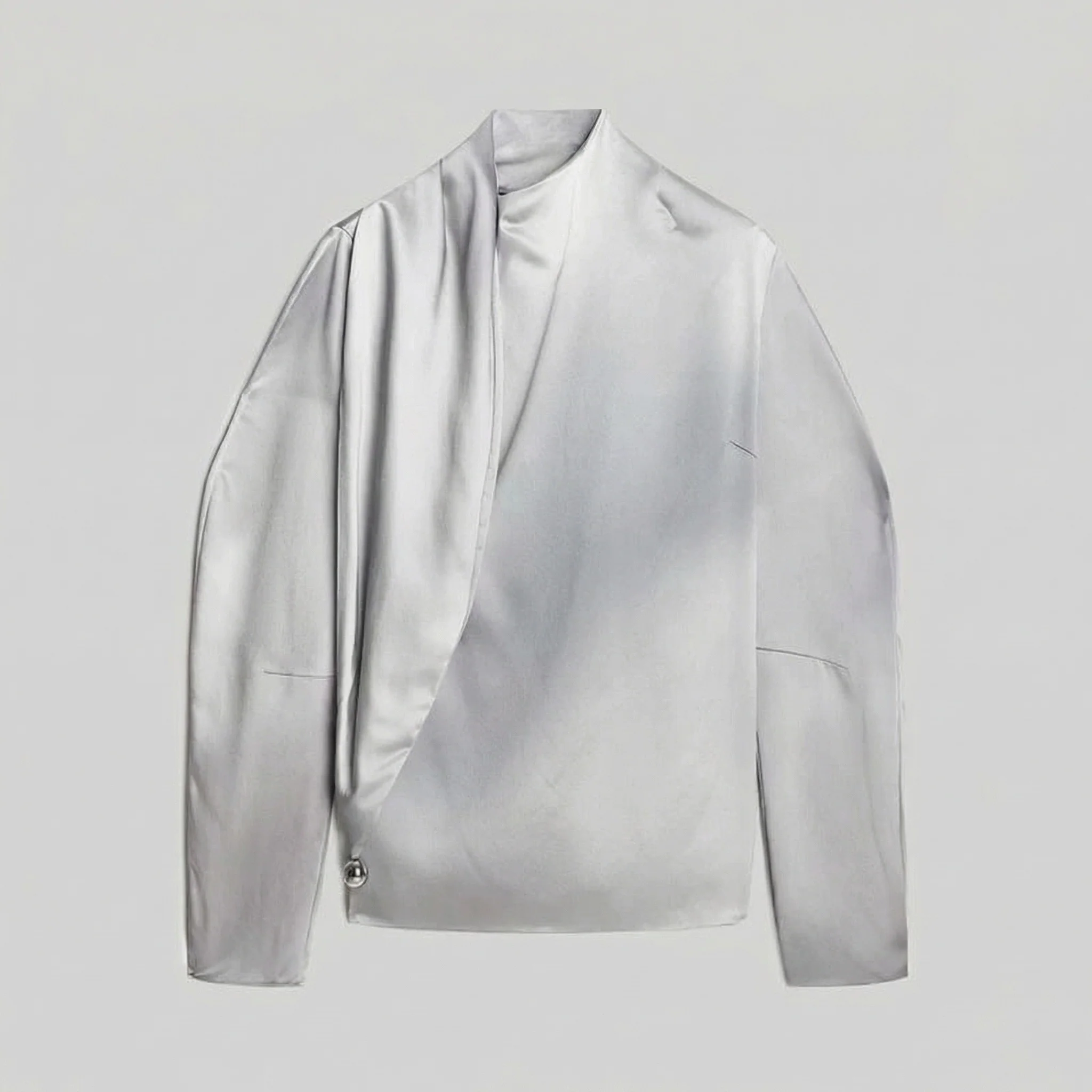 Mulberry Silk Asymmetric Scarf Blouse - Image 6