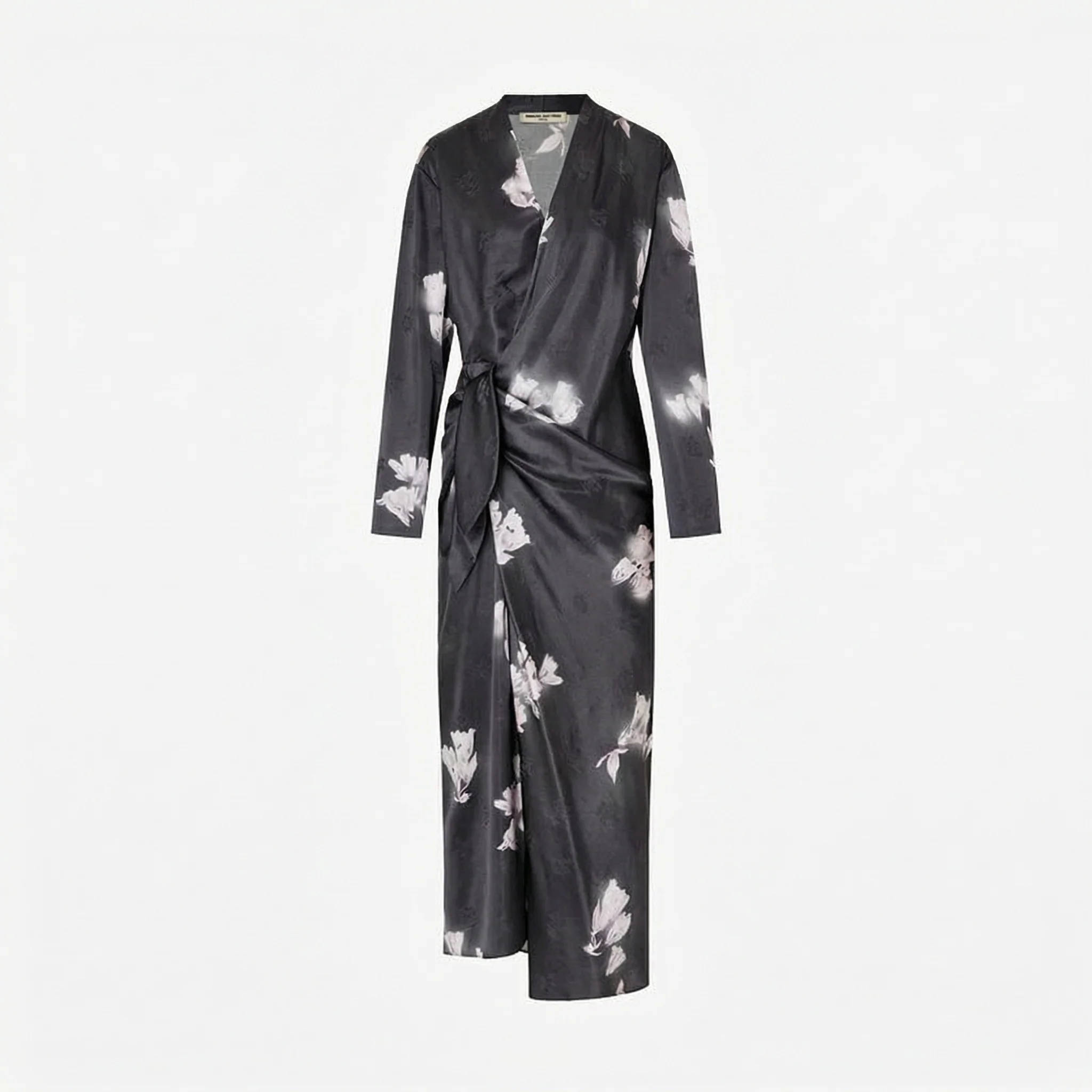 Mulberry Silk Floral Wrap Midi Dress - Image 6