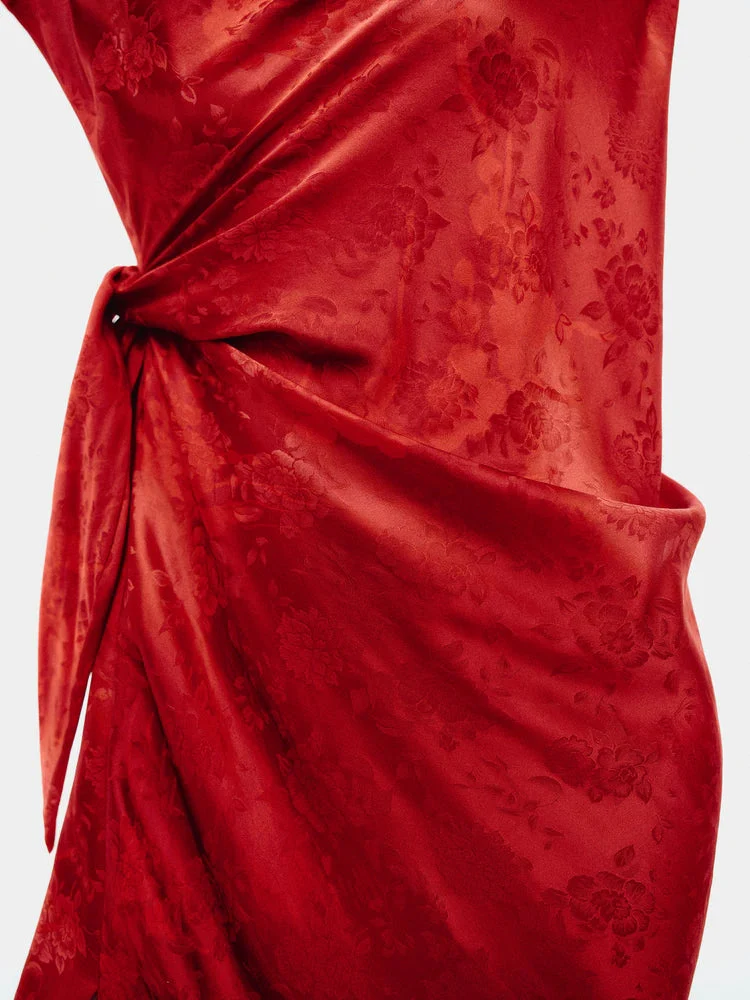 Mulberry Silk Jacquard Wrap Dress - Image 2