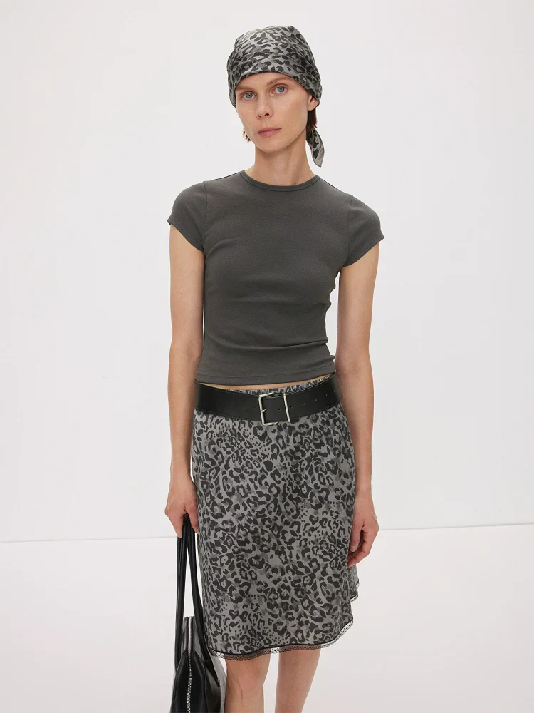 Mulberry Silk Leopard Crepe Skirt - Image 2