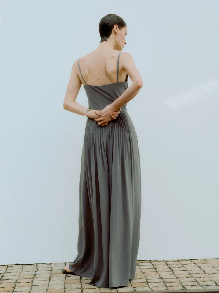 Mulberry Silk Pleated Camisole Jumpsuit - Image 3