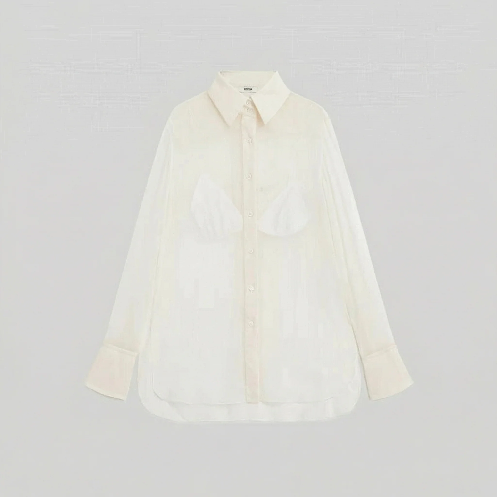 Mulberry Silk Sheer Button-Up Blouse - Image 6