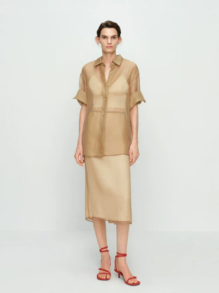 Mulberry Silk Sheer Shirt Set - Image 2
