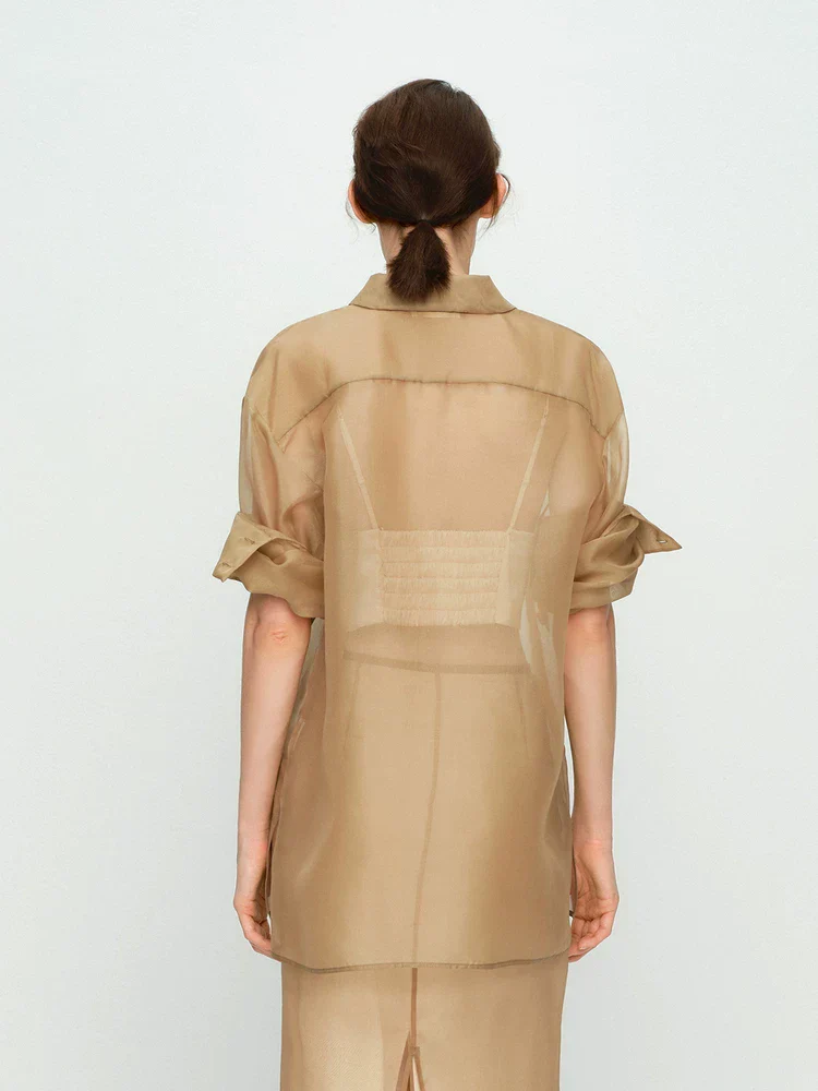 Mulberry Silk Sheer Shirt Set - Image 3