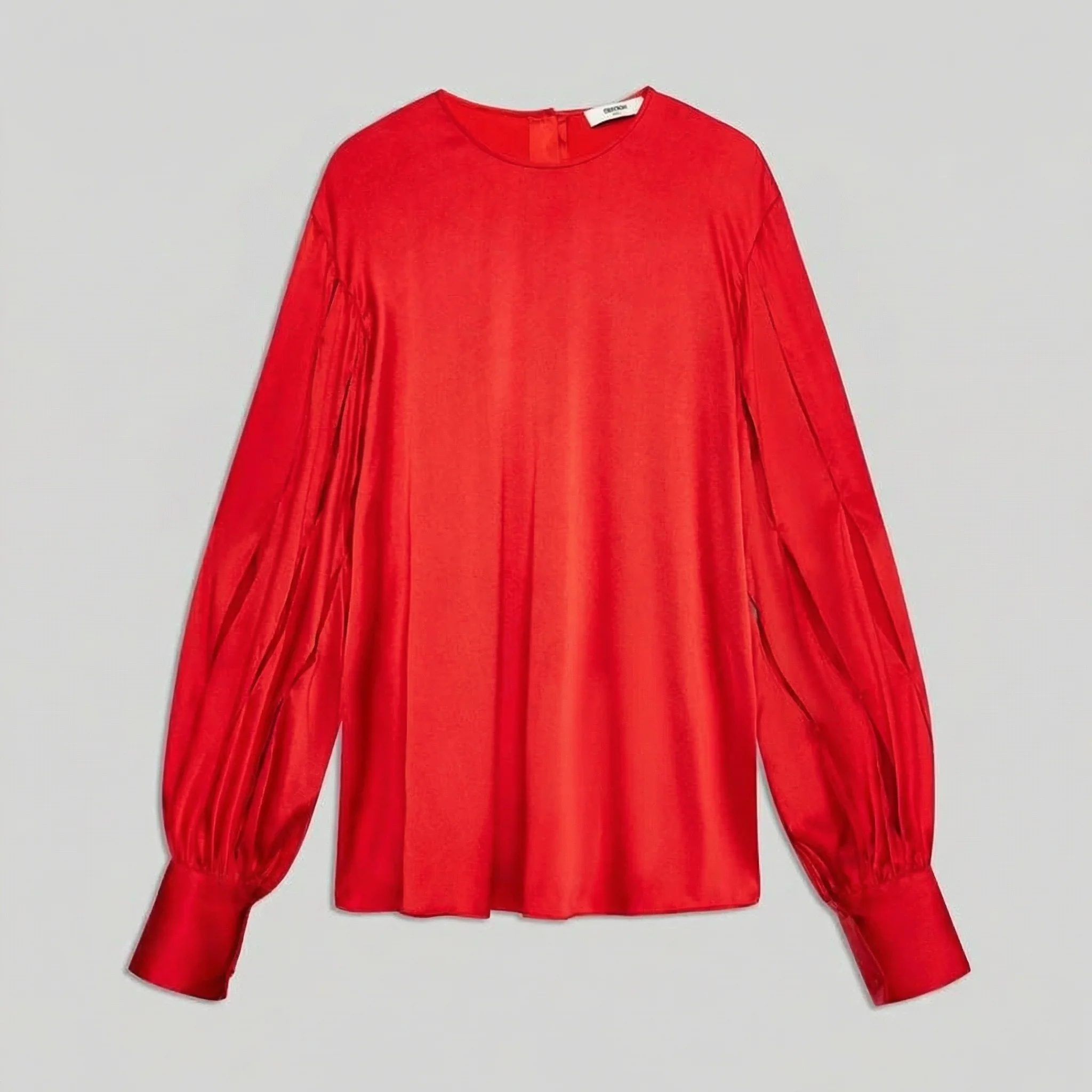Mulberry Silk Slit-Sleeve Blouse - Image 7