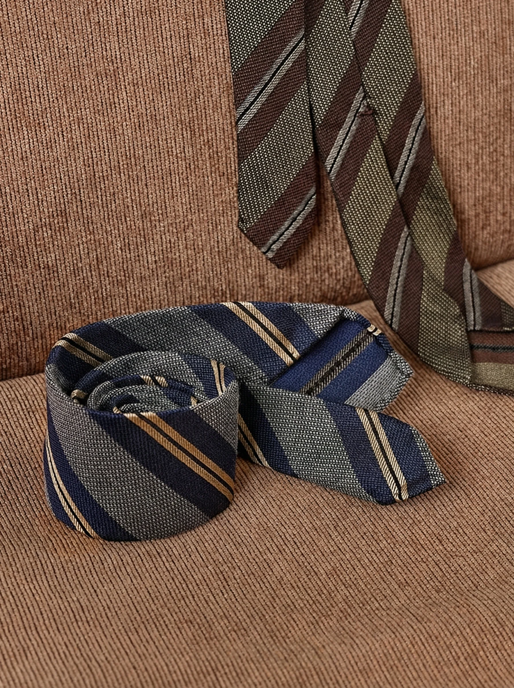 Mulberry Silk Three-Fold Striped Tie - Image 10