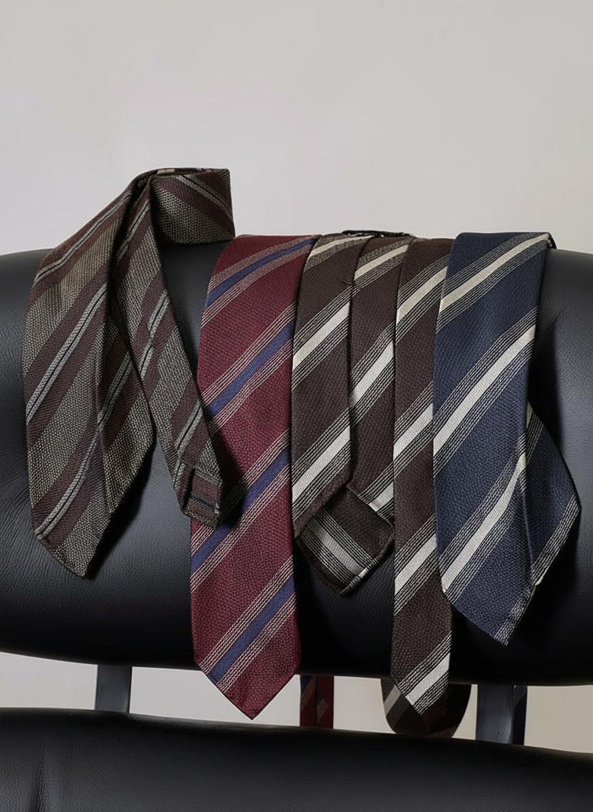 Mulberry Silk Three-Fold Striped Tie - Image 3