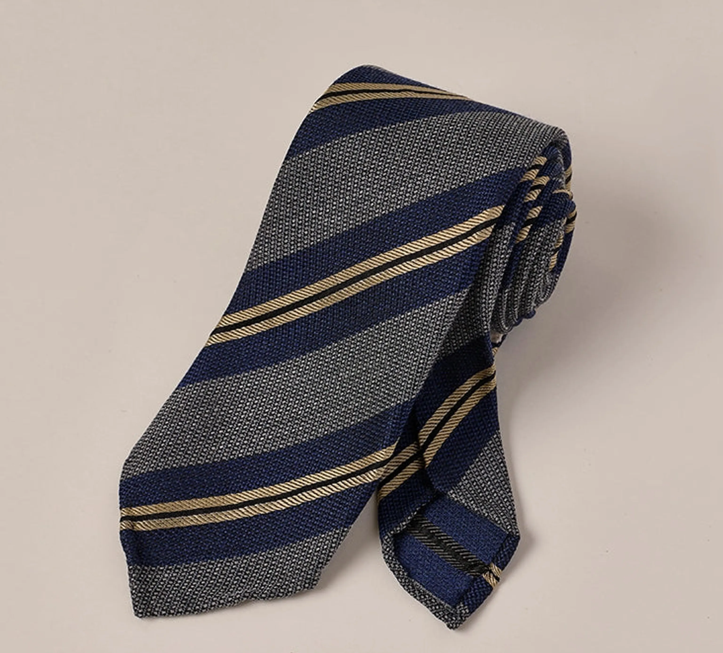 Mulberry Silk Three-Fold Striped Tie - Image 5