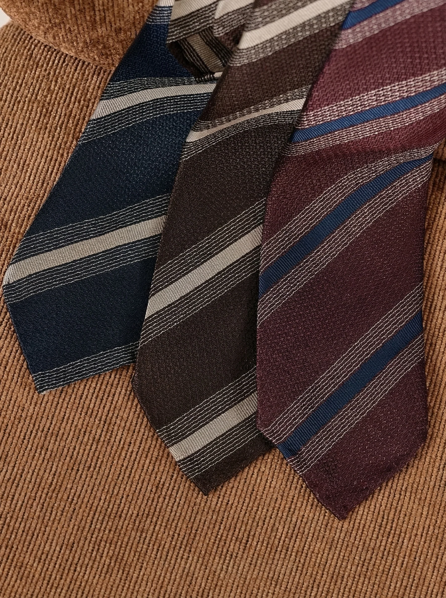 Mulberry Silk Three-Fold Striped Tie - Image 8