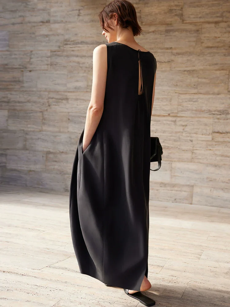 Mulberry Silk U-Neck Balloon Maxi Dress - Image 2