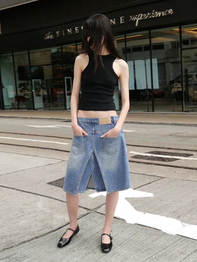 Multi-Way A-Line Denim Skirt