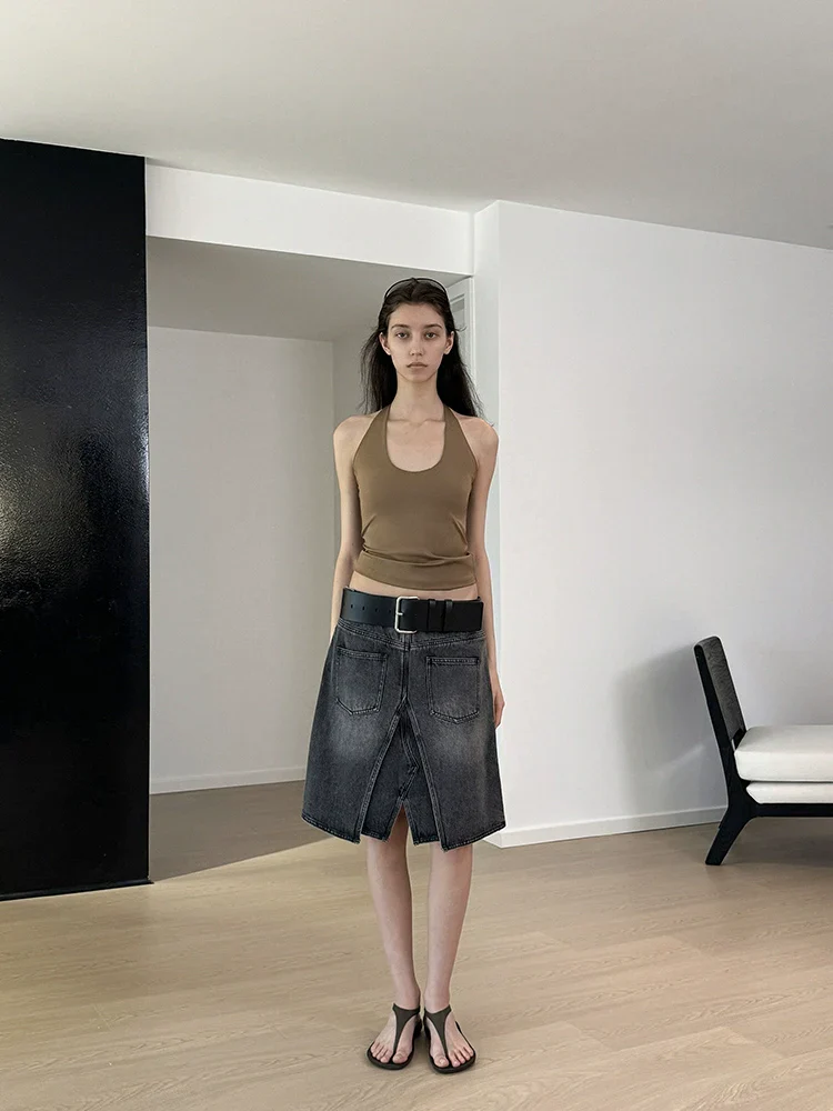 Multi-Way A-Line Denim Skirt - Image 4