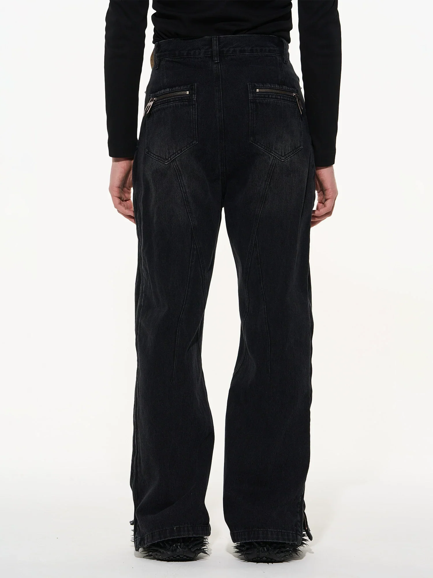 Multi-Zip Washed Jeans - Image 3