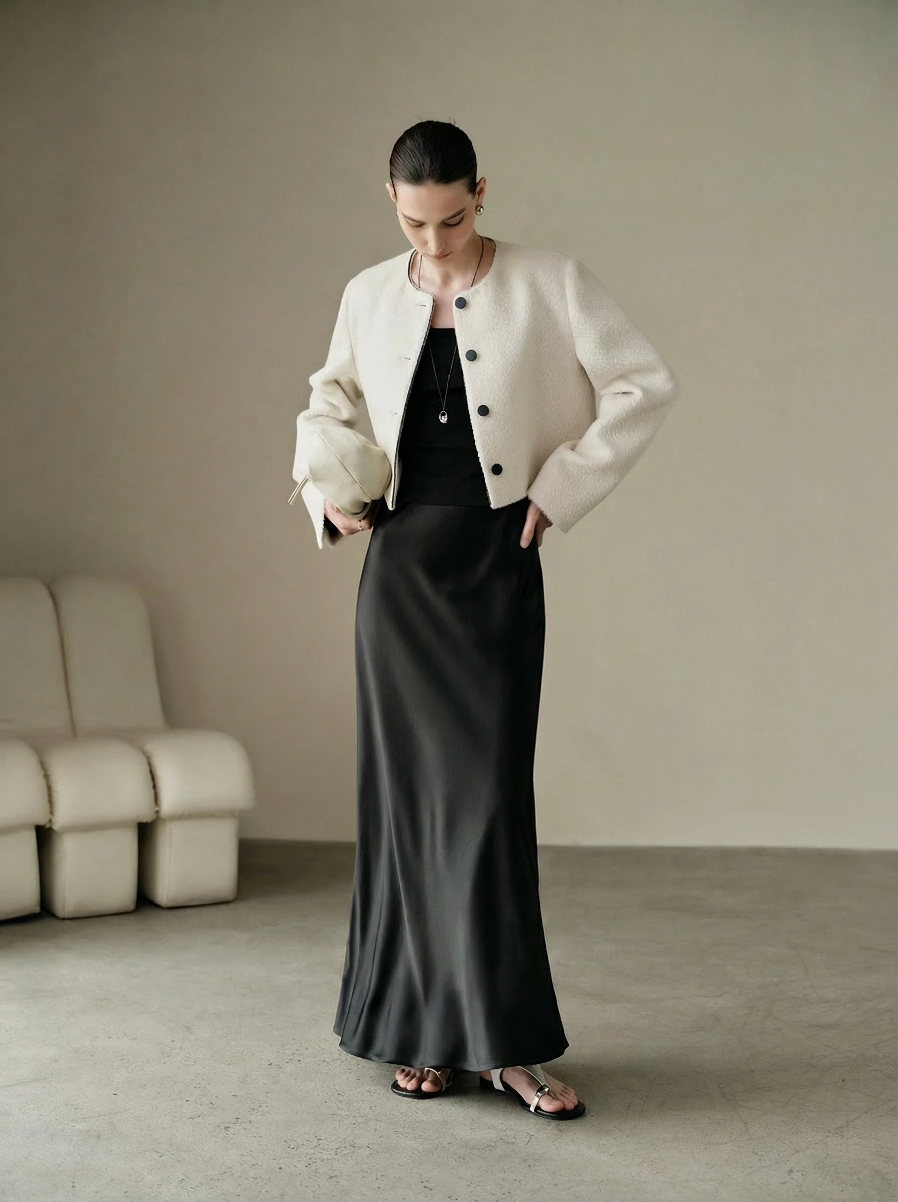 Naia Satin Fishtail Maxi Skirt - Image 2