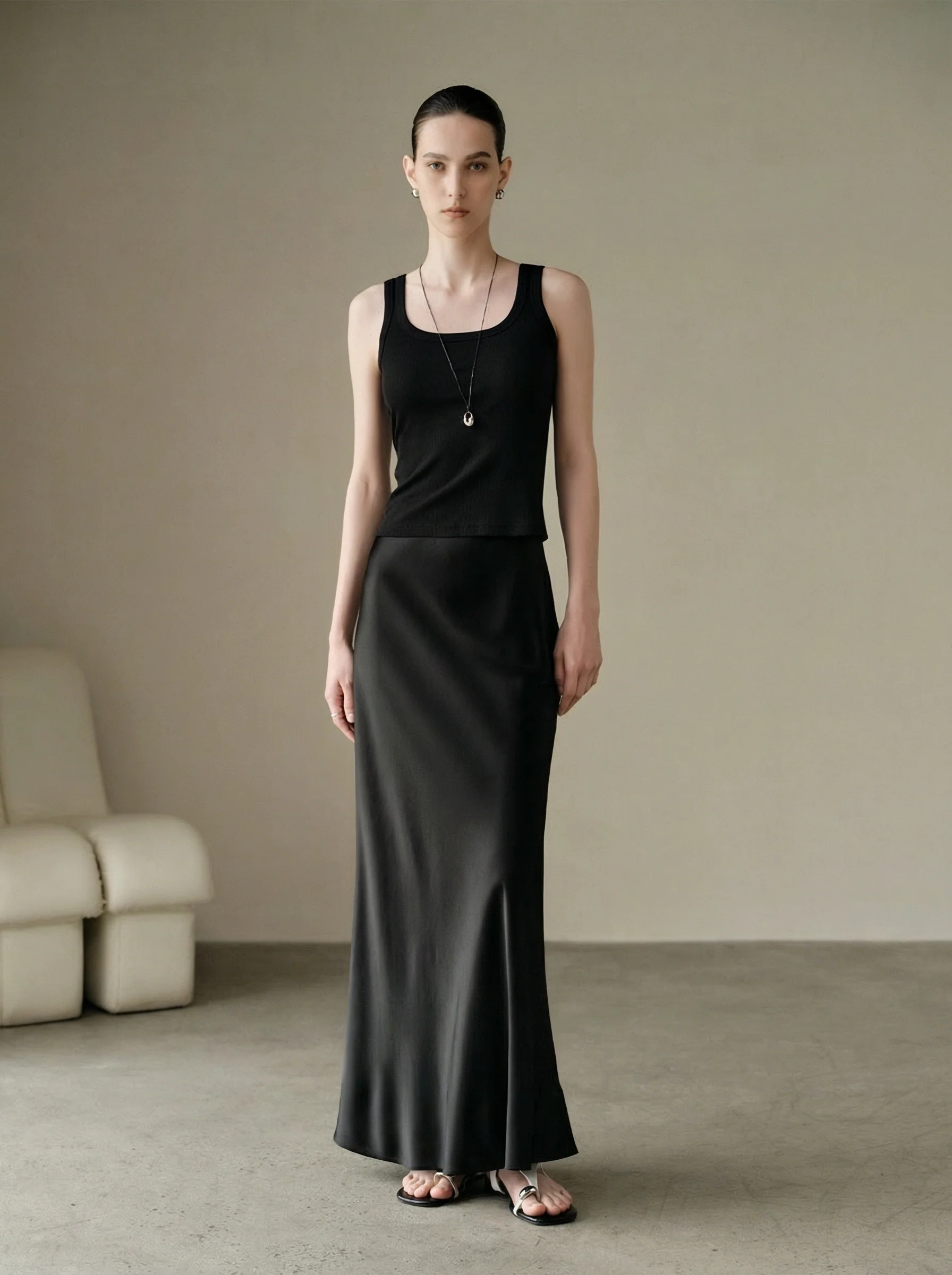 Naia Satin Fishtail Maxi Skirt - Image 4