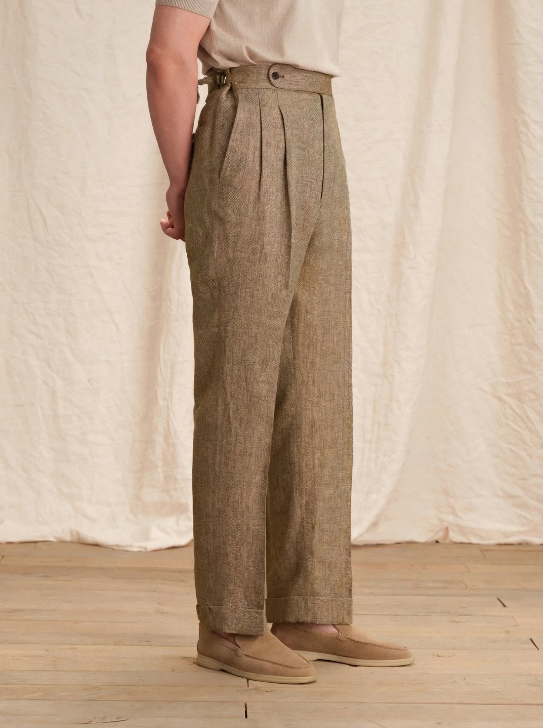 Napoli Herringbone Linen Trousers - Image 2