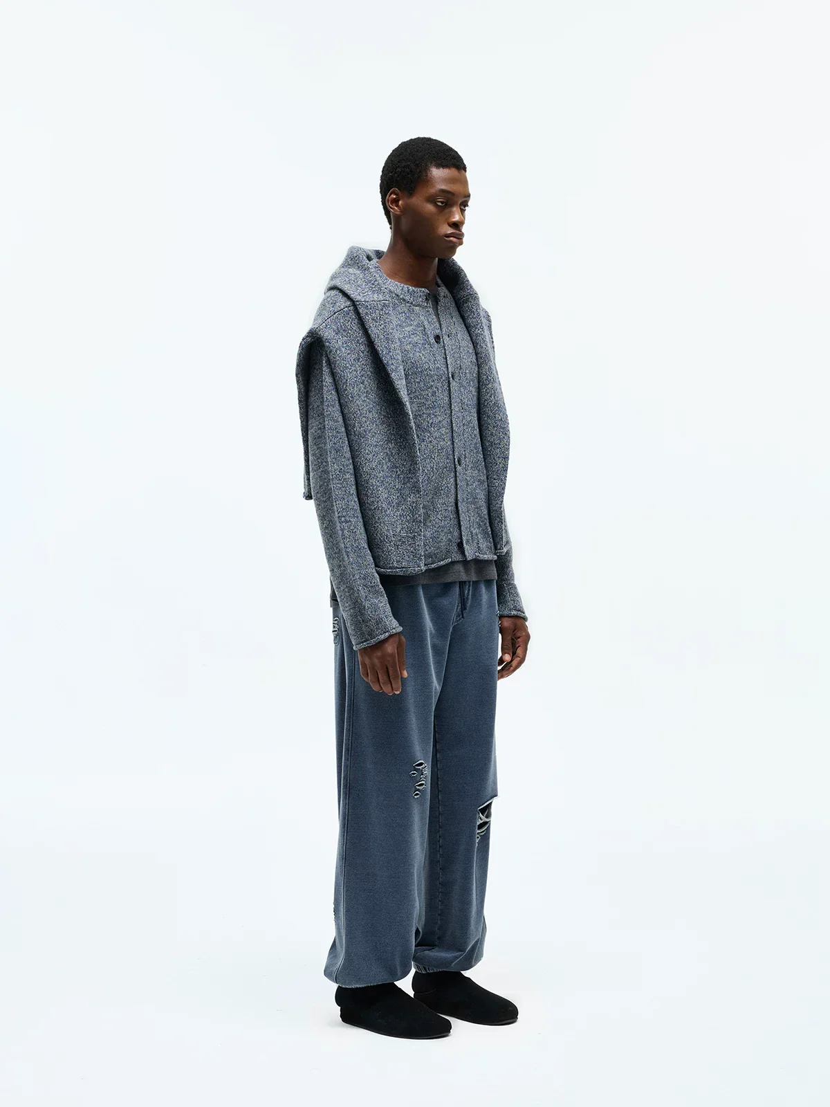 Narrow Crewneck Merino Blend Cardigan - Image 4