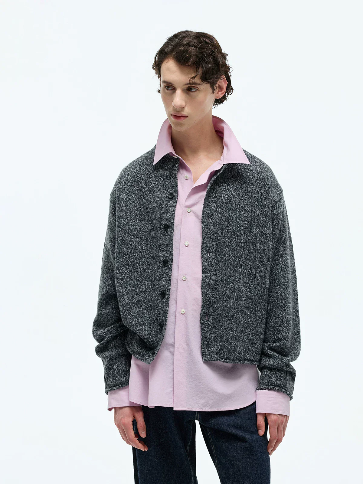 Narrow Crewneck Merino Blend Cardigan - Image 5