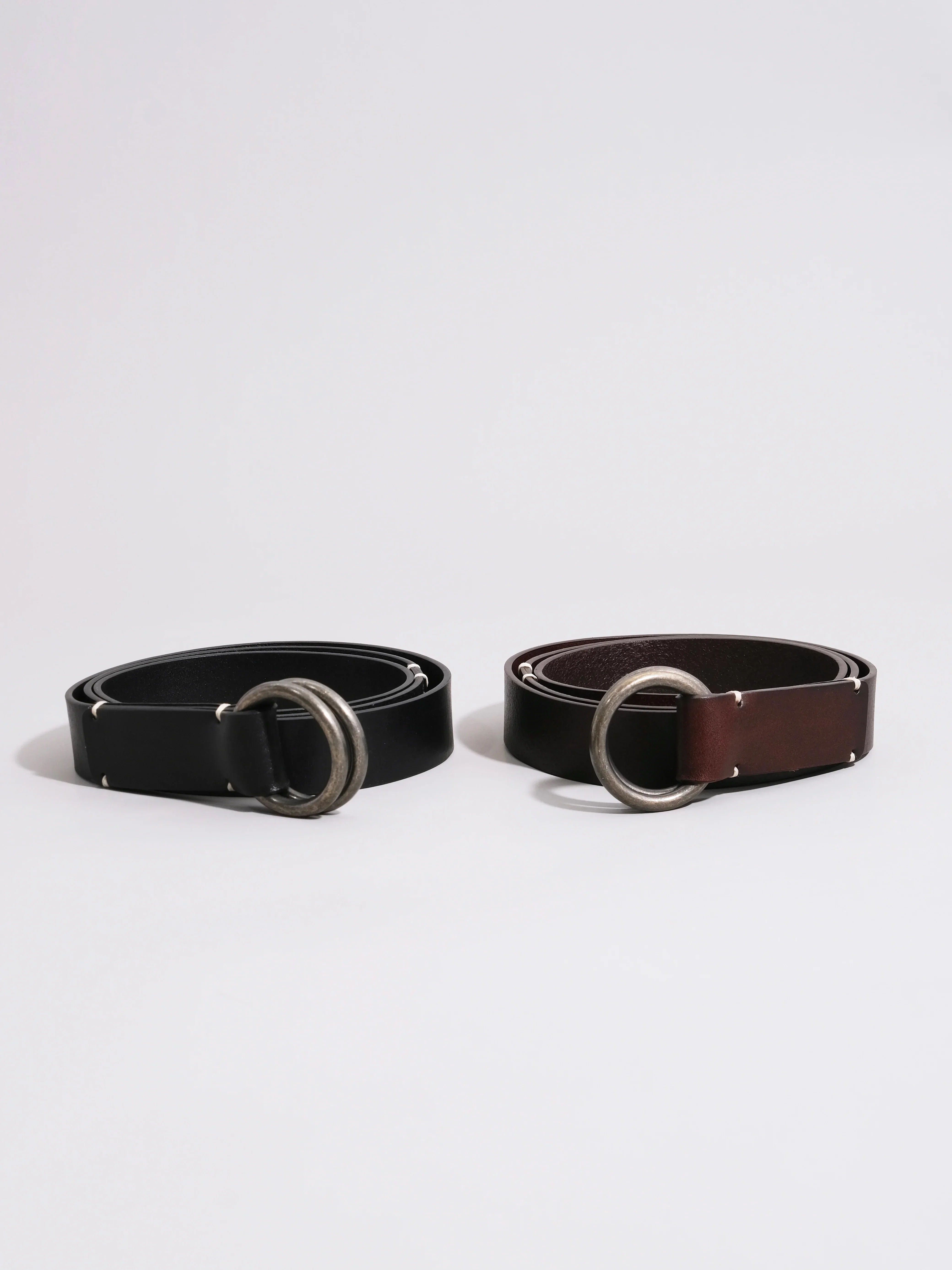 Narrow Double Ring Leather Belt - Image 3