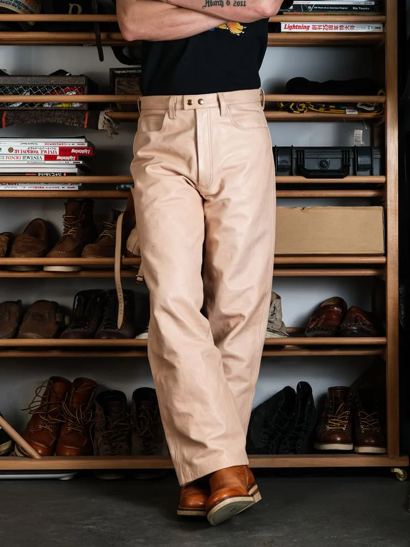Natural Horsehide Five-Pocket Pants - Image 3