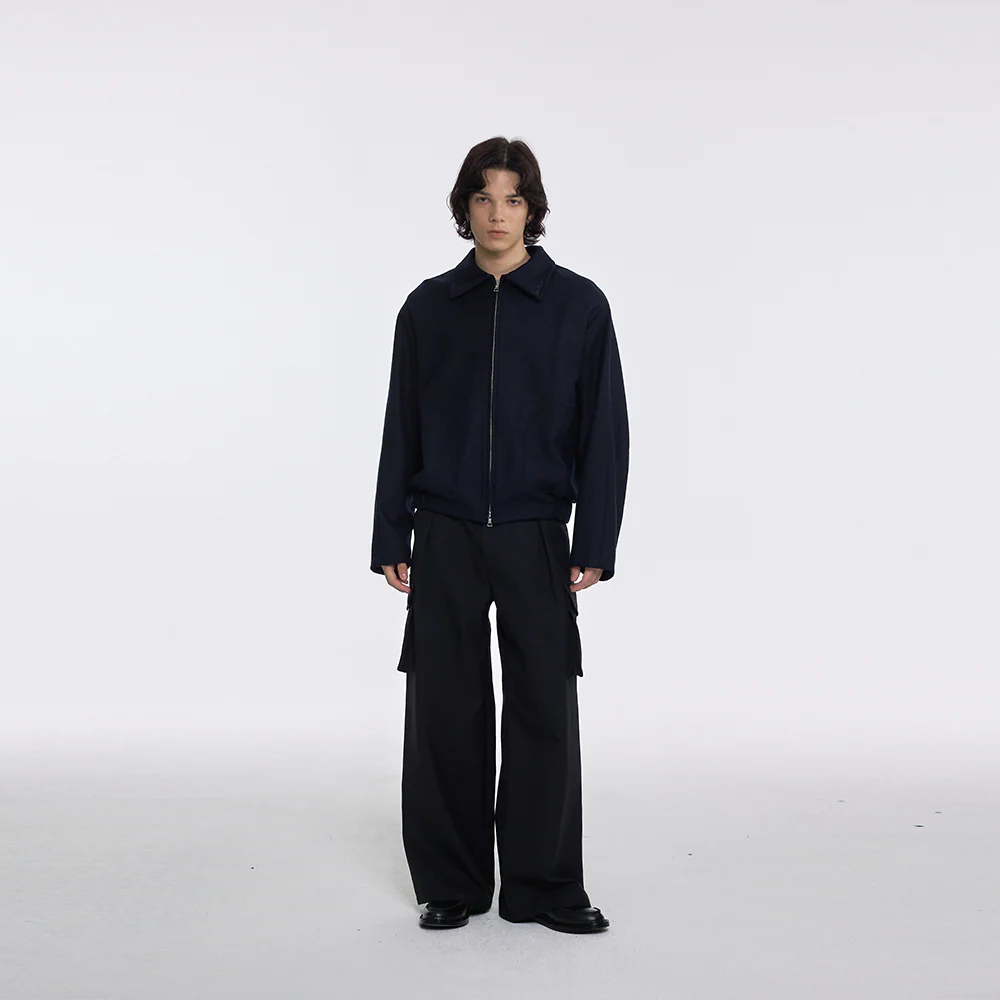 Navy Blended Wool Jacket - Image 2