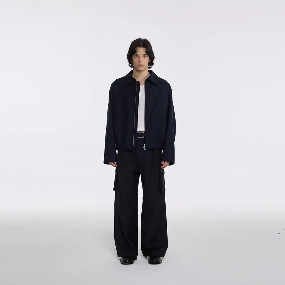 Navy Blended Wool Jacket - Image 3