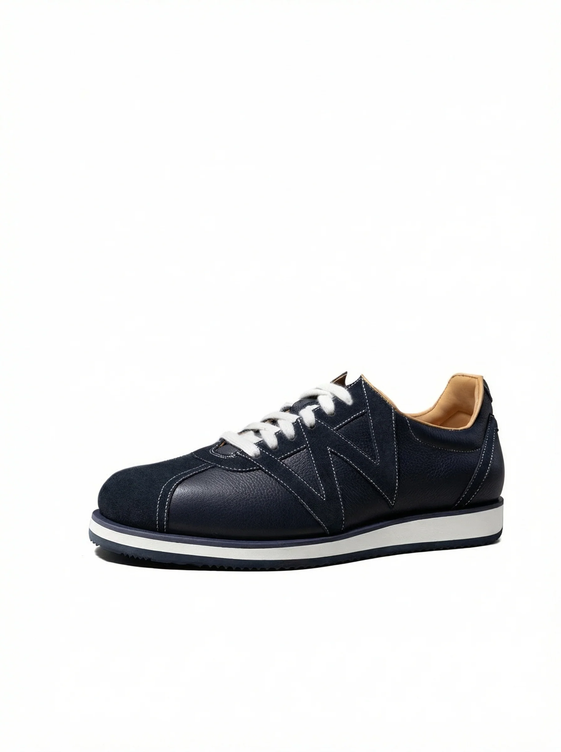 Navy Calf Faux Leather Runner Sneaker - Image 6
