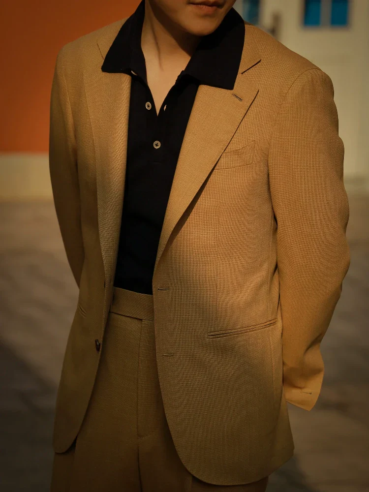Navy Combed Cotton Polo - Image 2