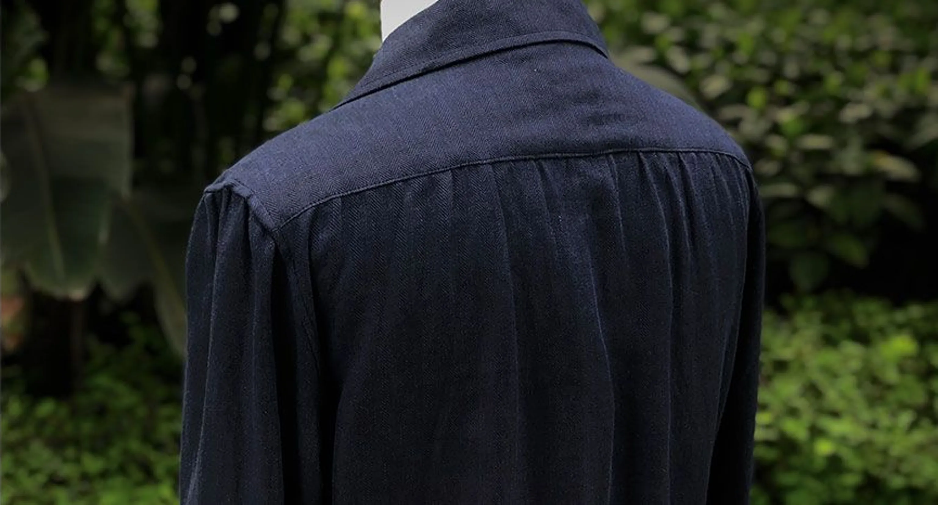 Navy Herringbone Safari Jacket - Image 7