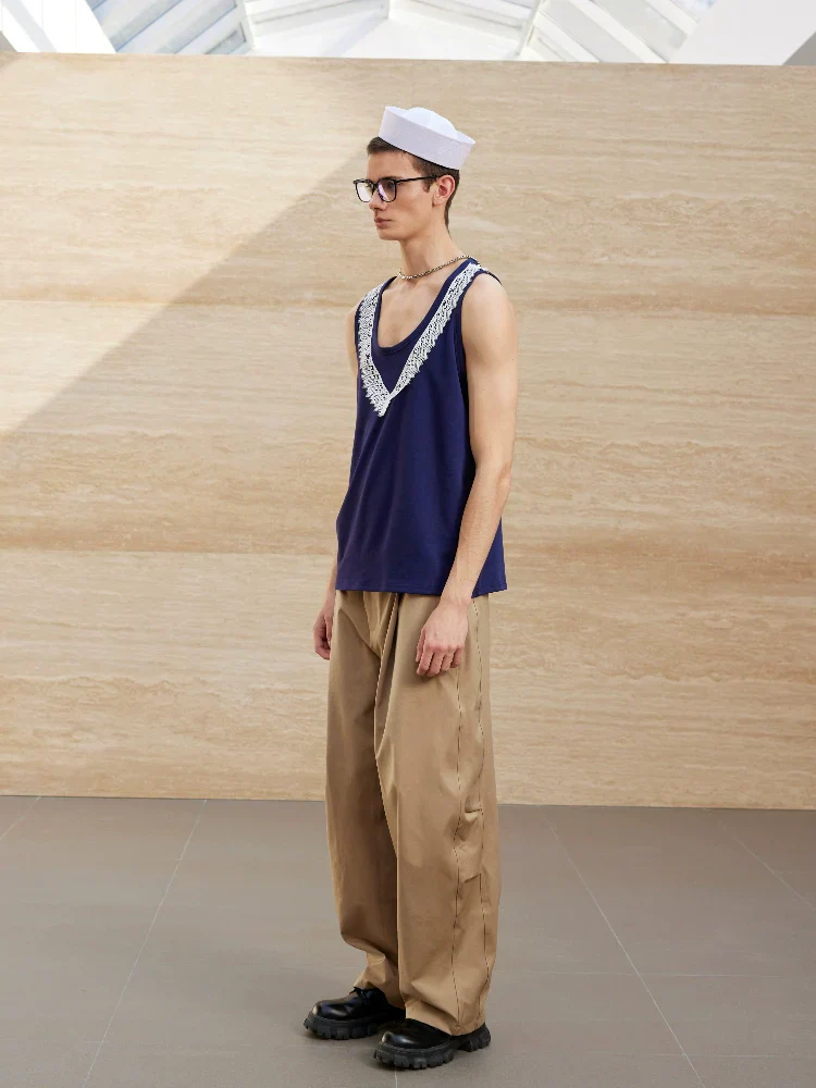 Navy Lace-Trimmed Vest - Image 4