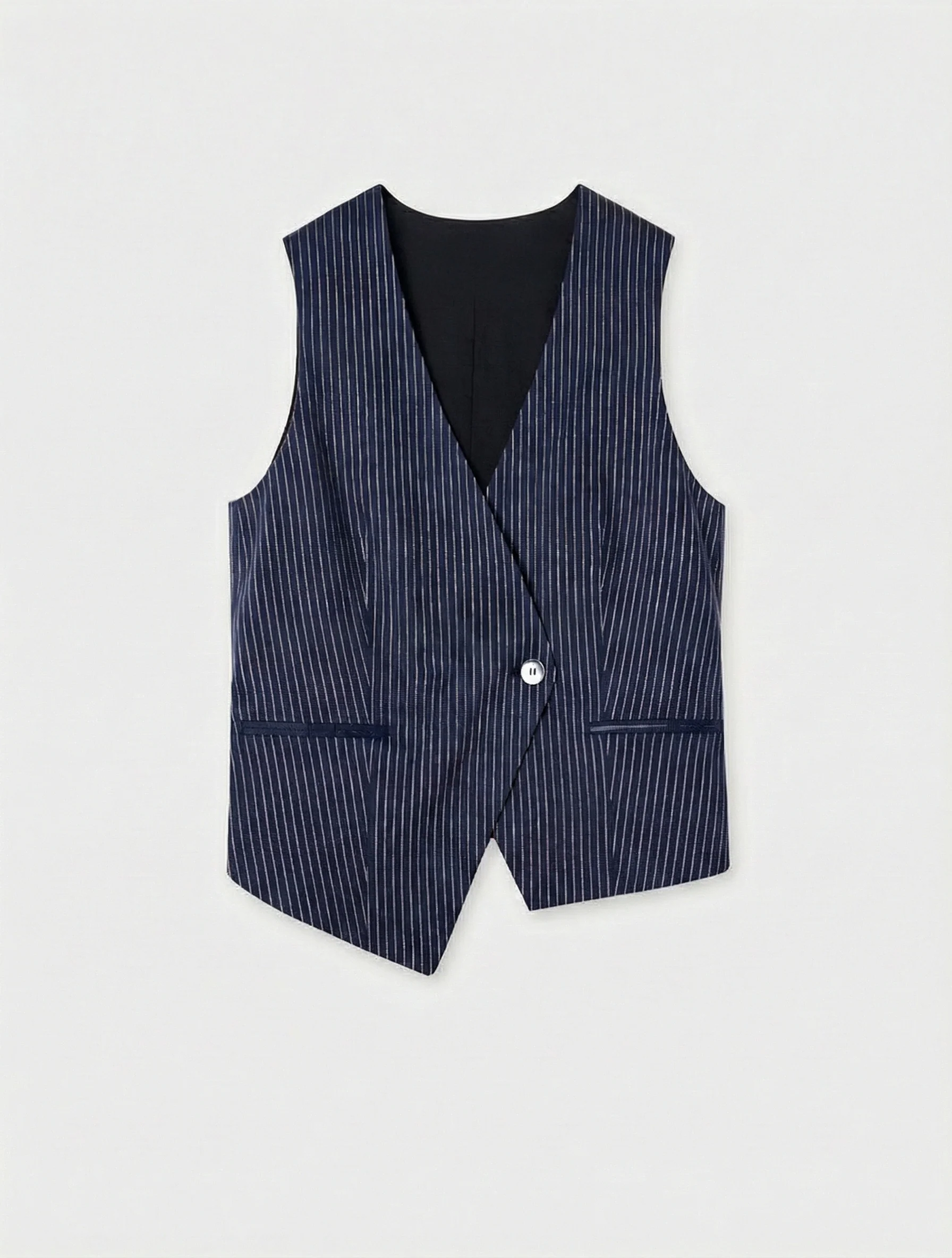 Navy Pinstripe Vest & Bermuda Set - Image 6