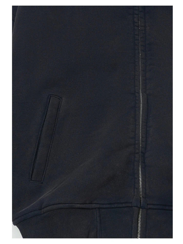 Navy Plaid Hood Zip Hoodie - Image 2