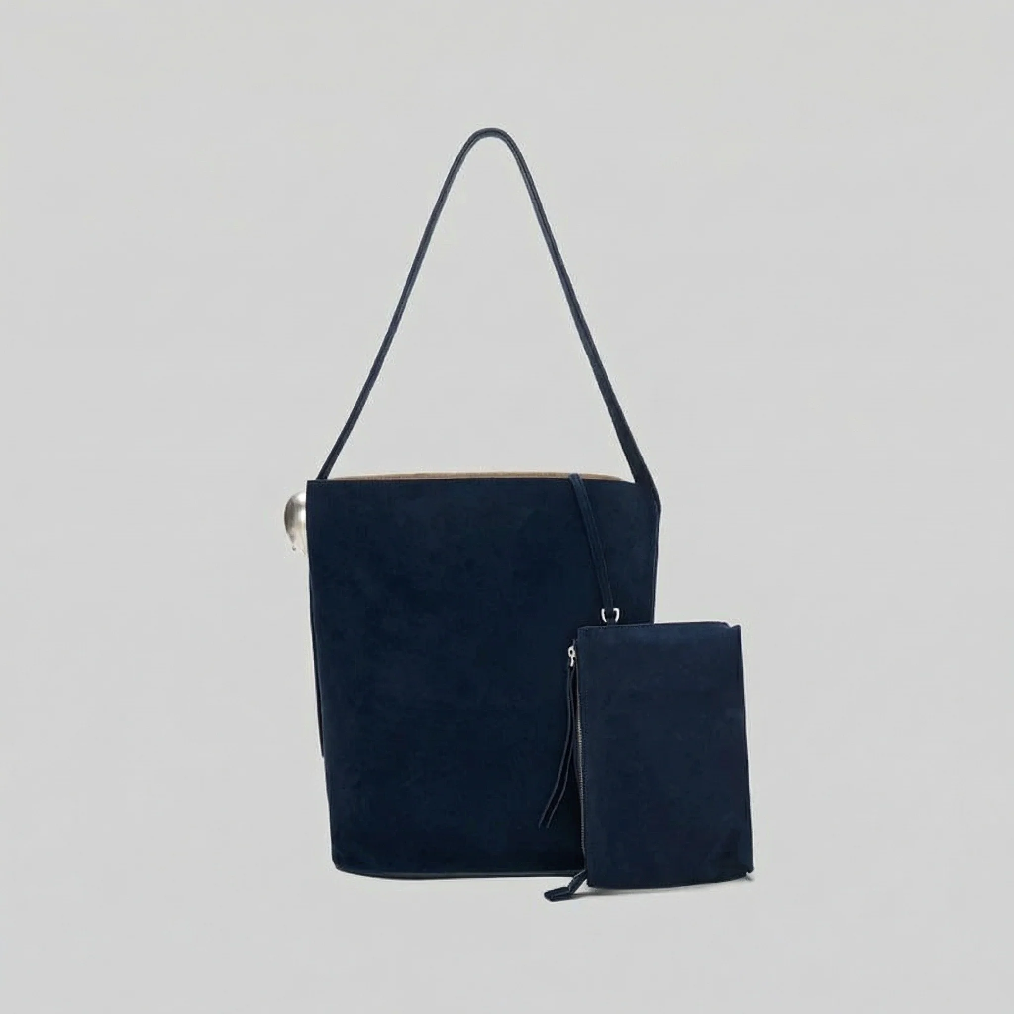 Navy Suede Tote - Image 6