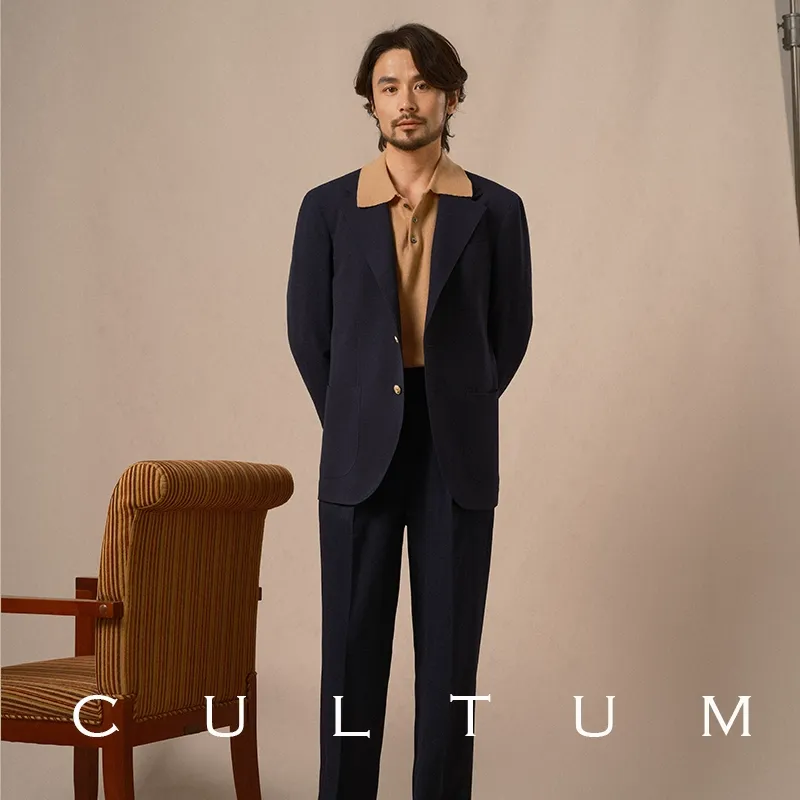 Navy Textured Blazer - Image 4