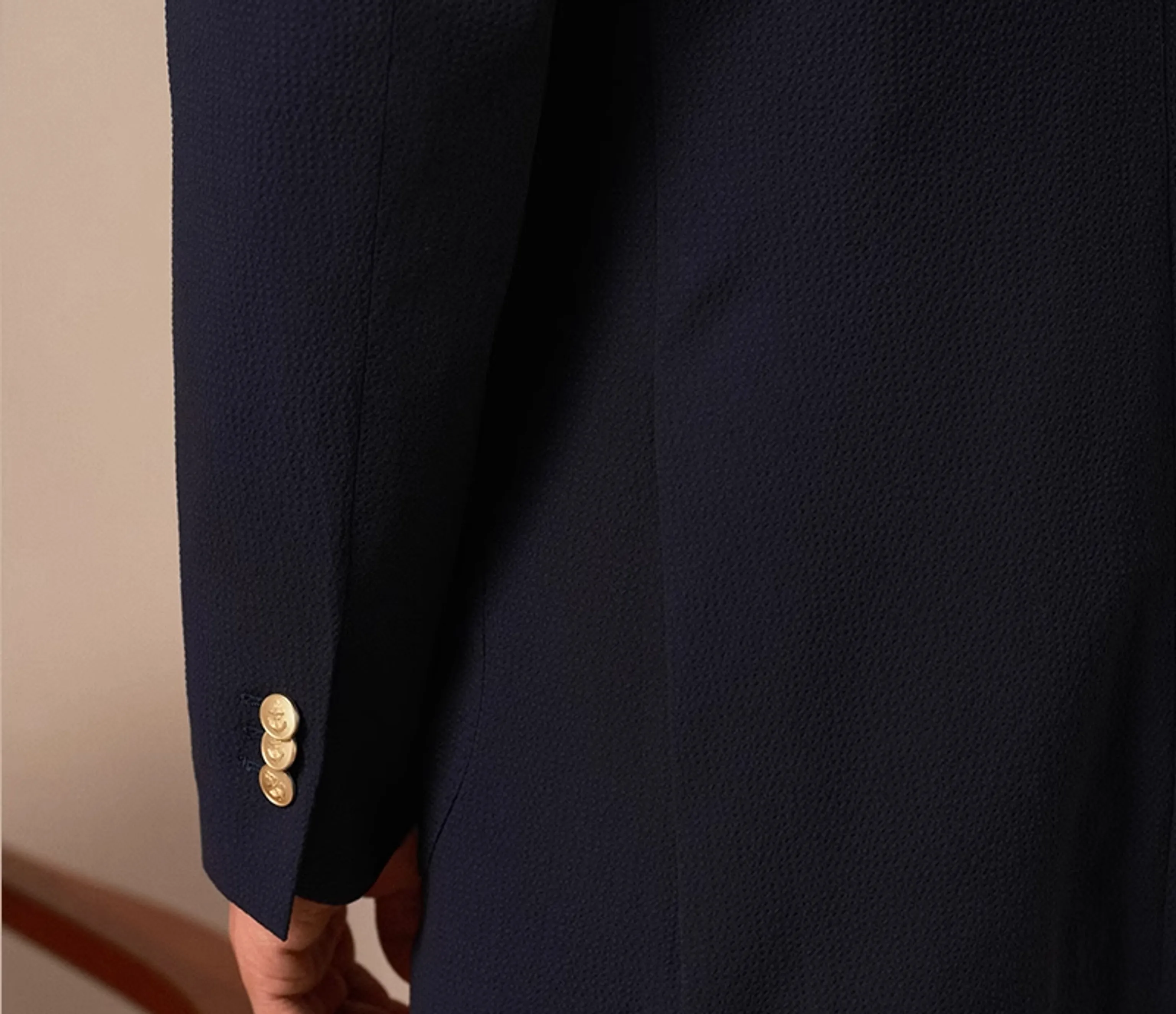 Navy Textured Blazer - Image 5