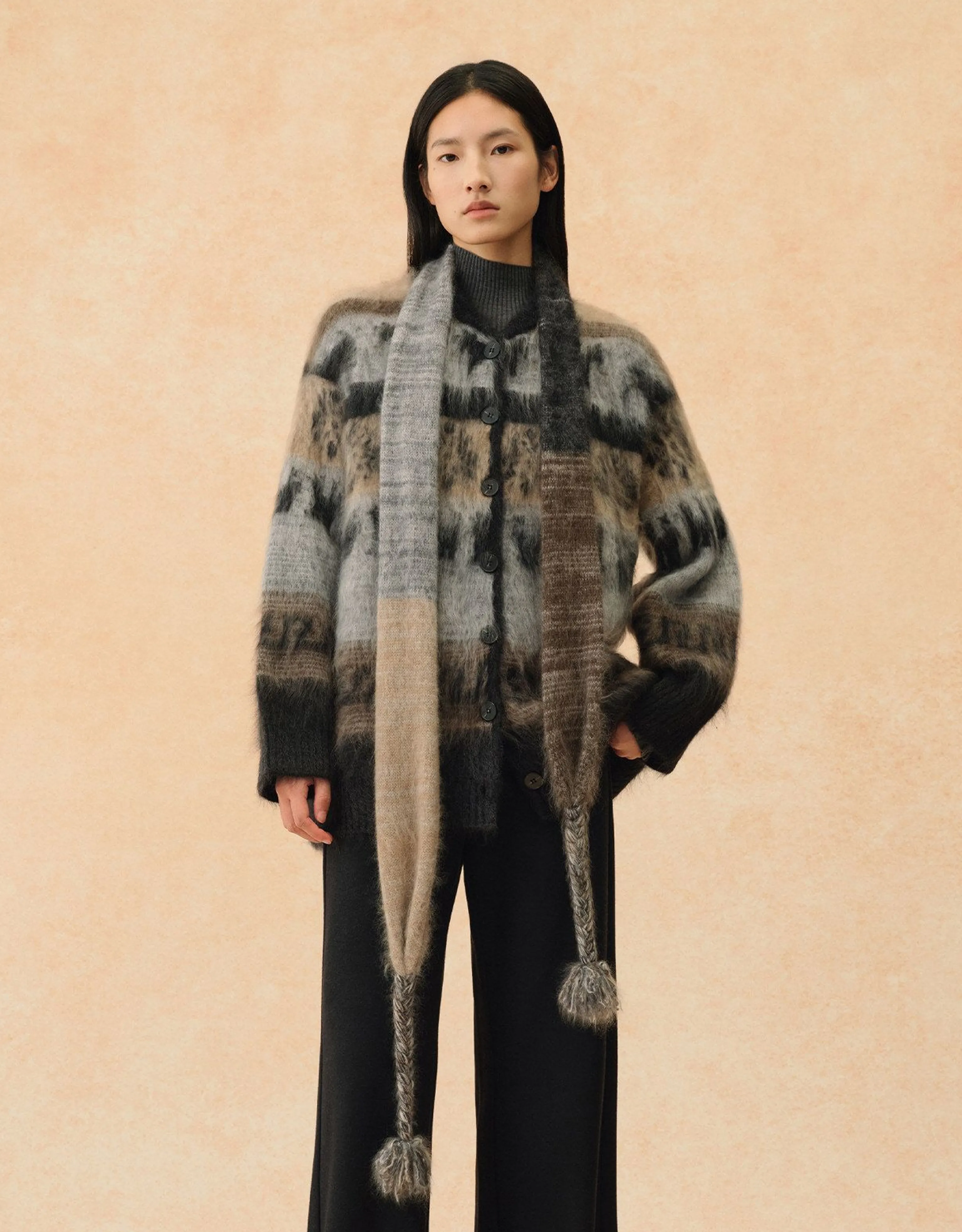 Nordic Jacquard Cashmere Scarf Cardigan - Image 7