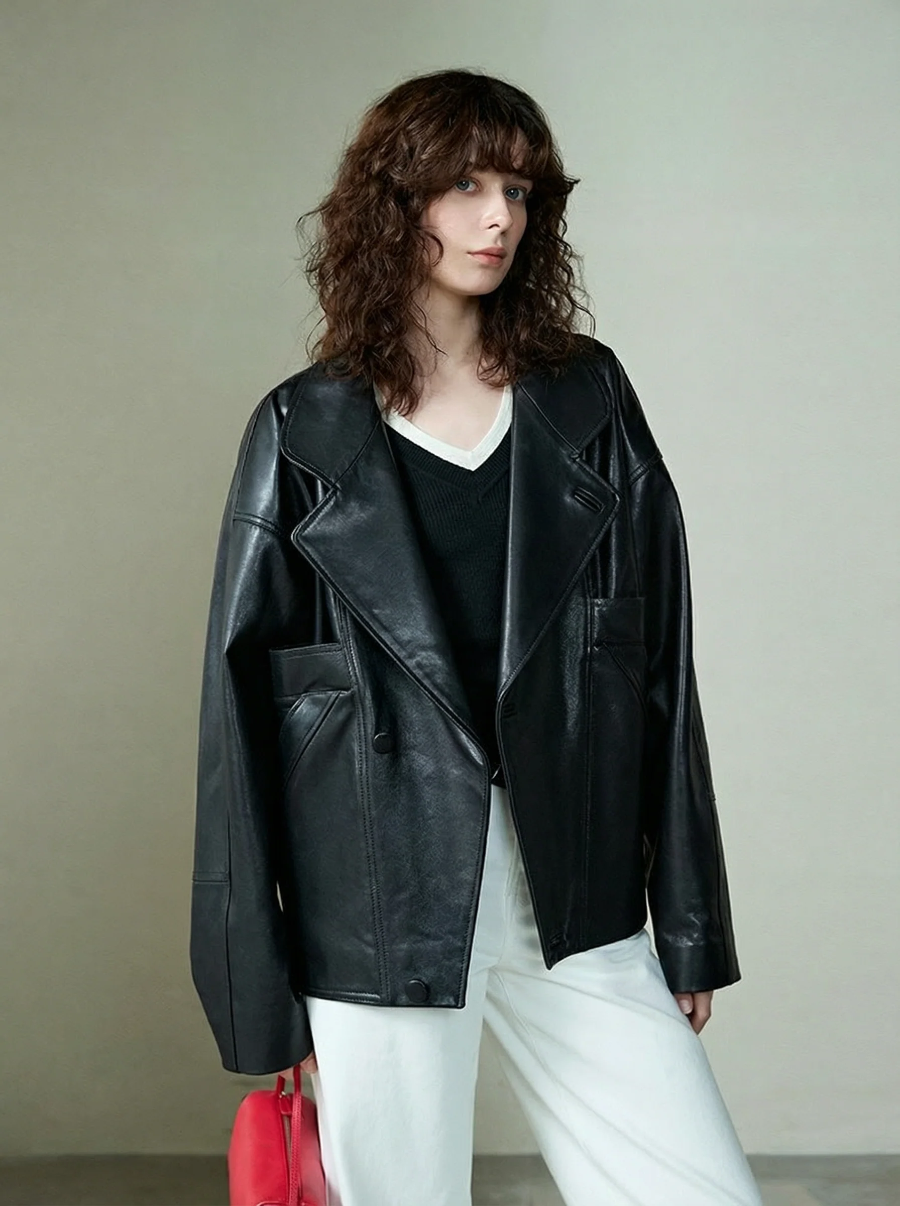 Notch-Lapel Sheepskin Jacket - Image 4