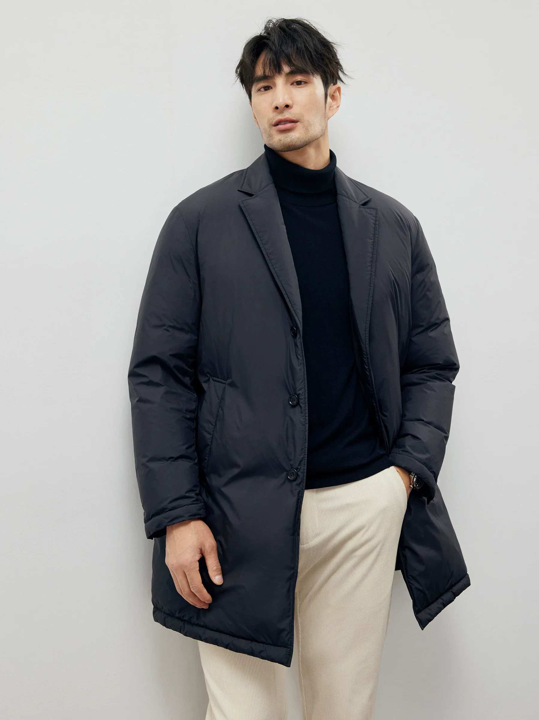 Notched Lapel Down Coat - Image 2