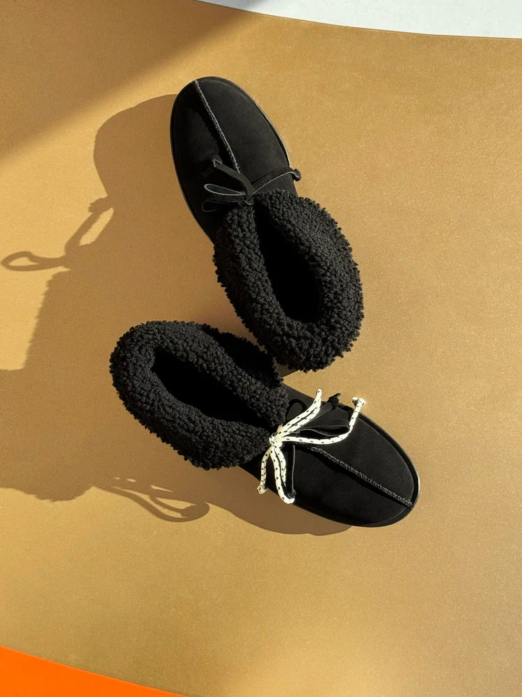 Nubuck Fold-Over Shearling Ankle Boots