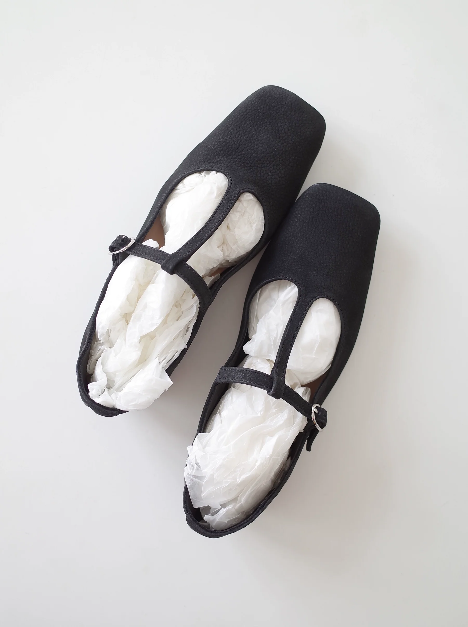 Nubuck Leather T-Strap Square-Toe Mary Jane Flats - Image 5