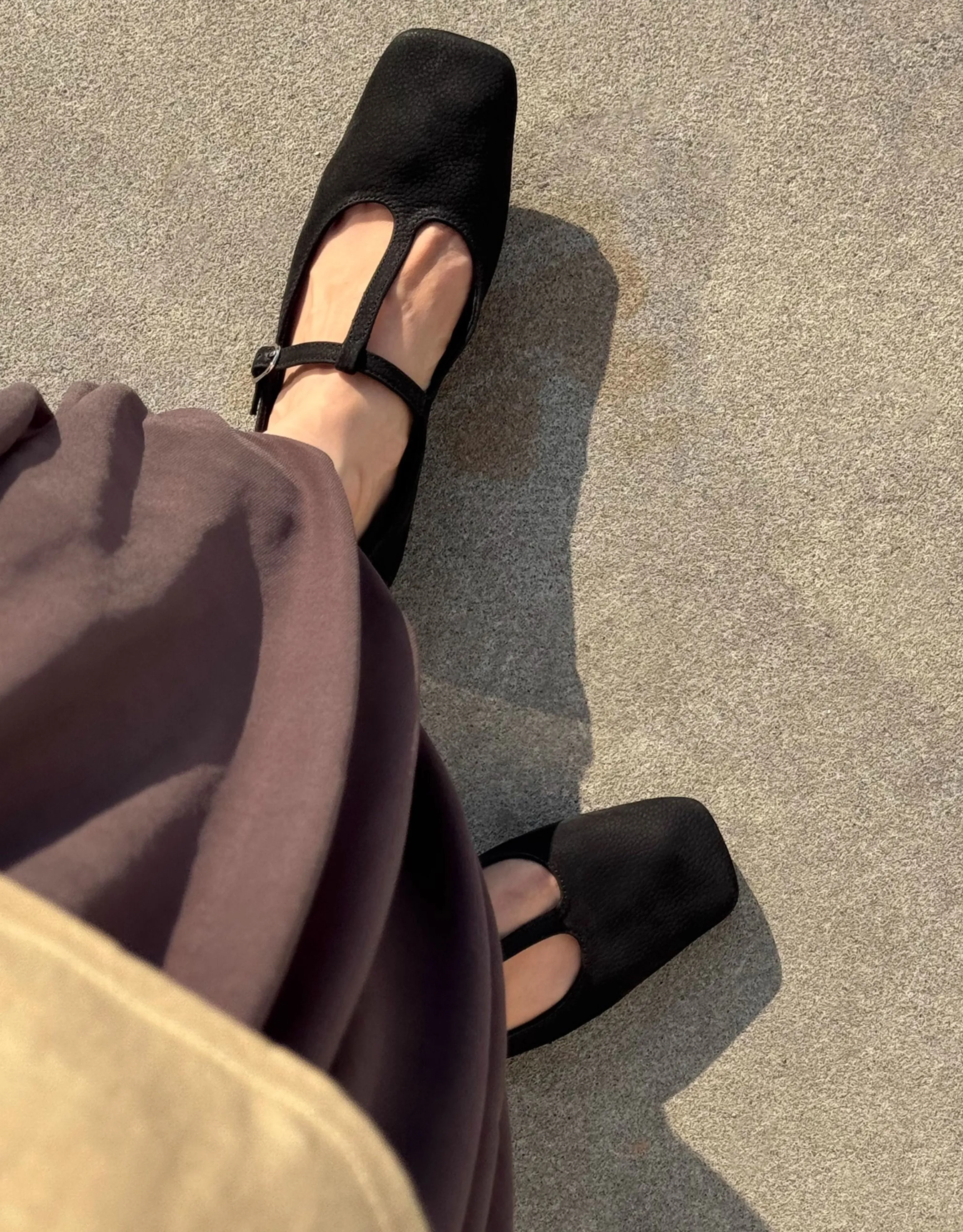 Nubuck Leather T-Strap Square-Toe Mary Jane Flats - Image 6