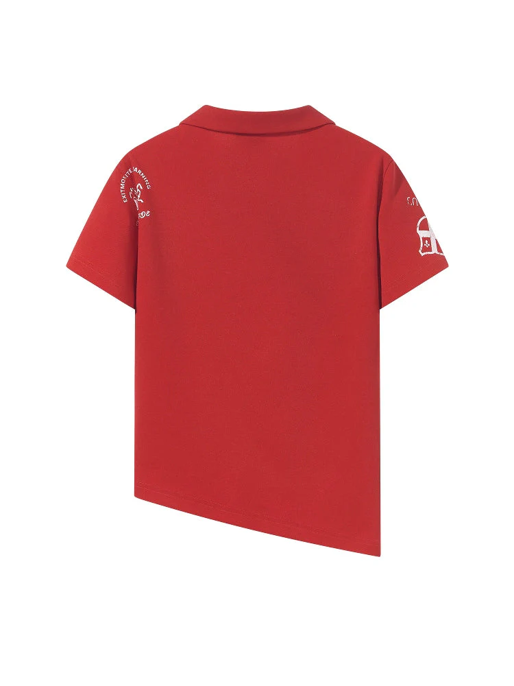Oblique Collar Zip Polo Tee