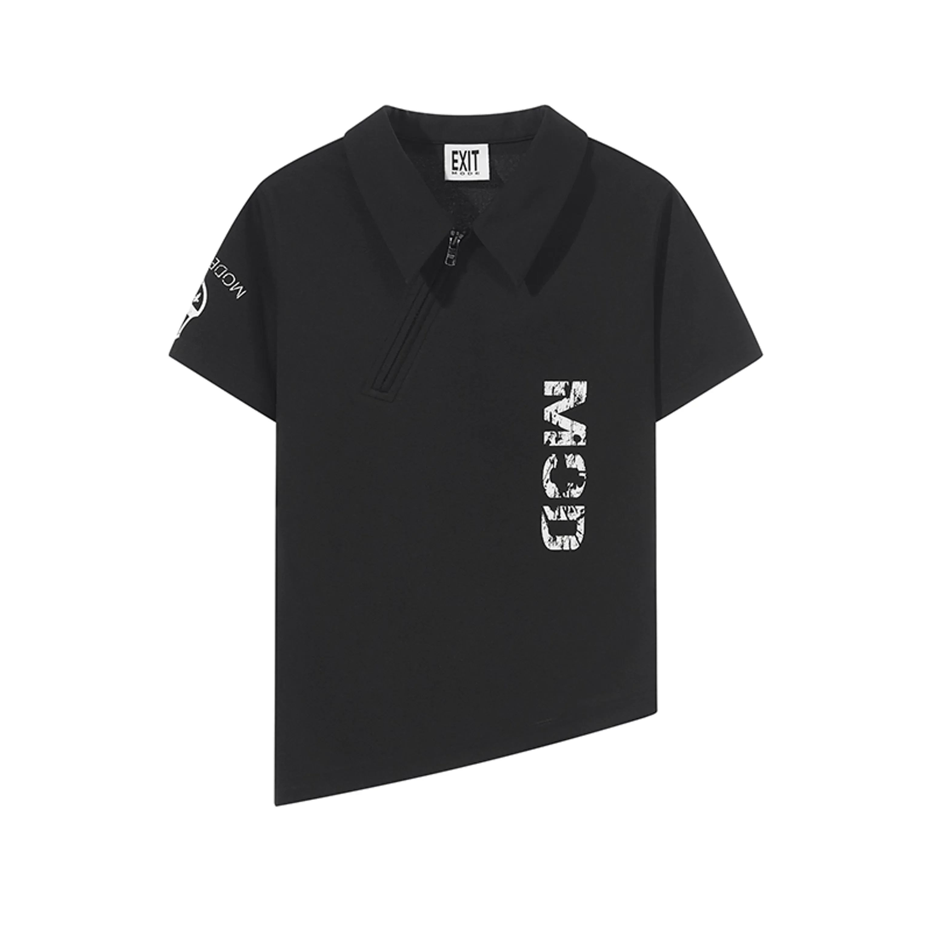 Oblique Collar Zip Polo Tee - Image 5