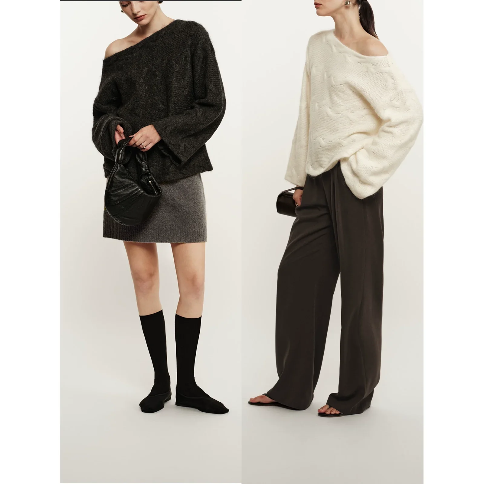 Off-Shoulder Embossed Knit Sweater - Image 3