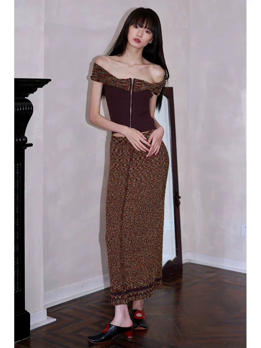 Off-Shoulder Rib-Knit Two-Piece Set - Image 3