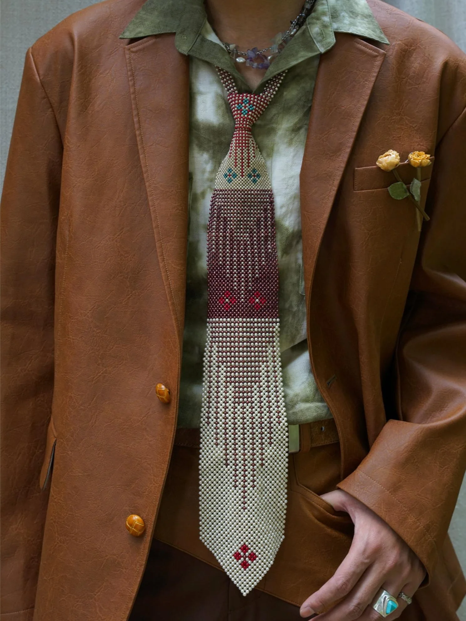Off-White Beaded Tie