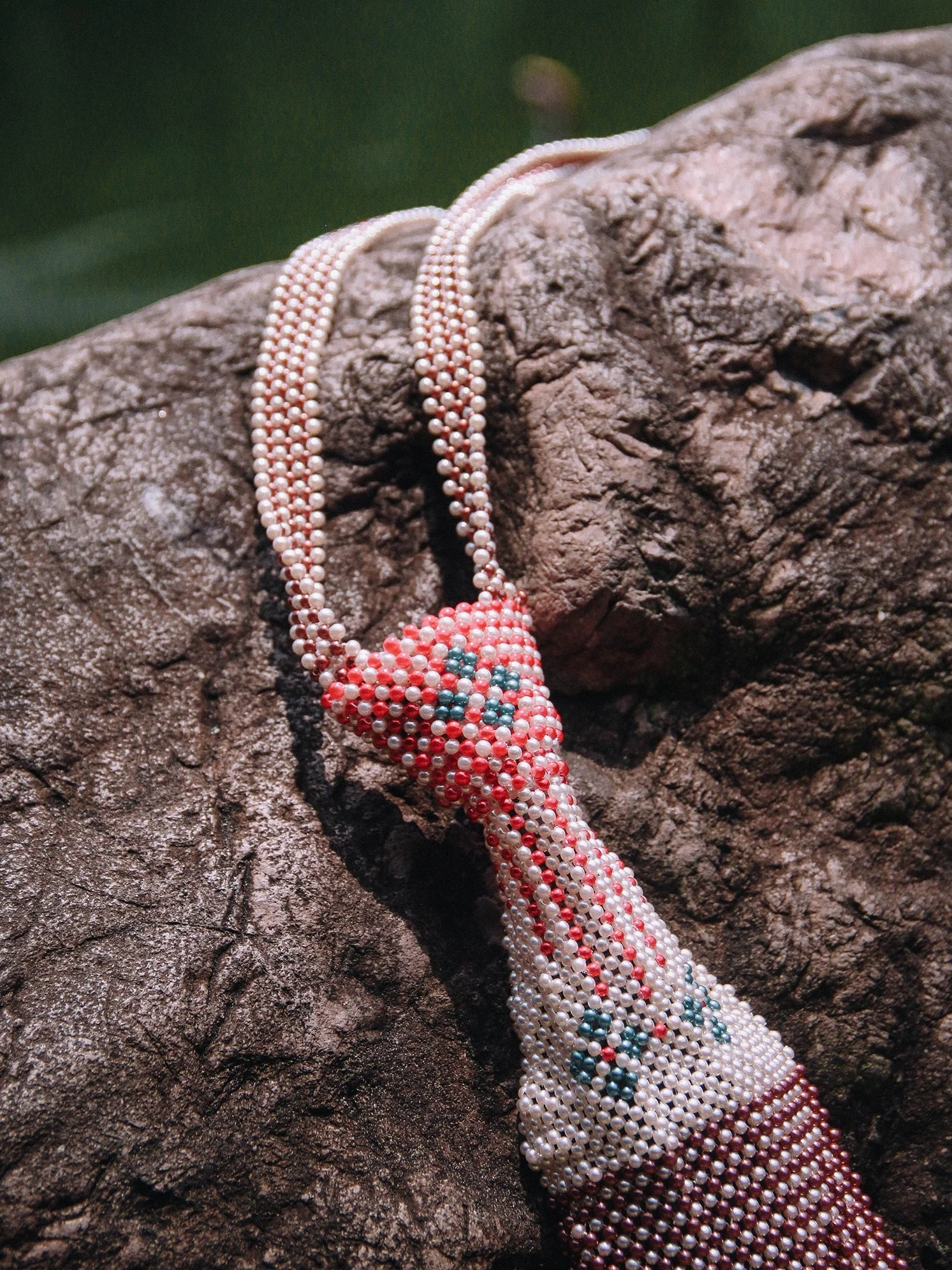 Off-White Beaded Tie - Image 5