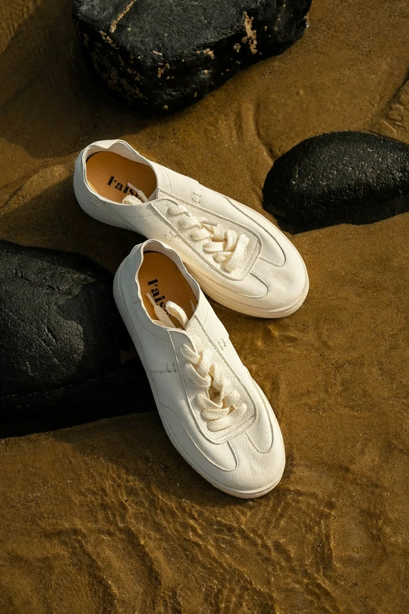 Off-White Cowhide Low-Top Sneakers - Image 2
